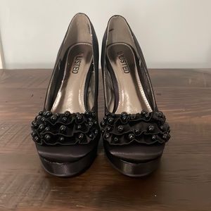 Ruffled Beaded Unlisted Kenneth Cole Platform Heel Satin